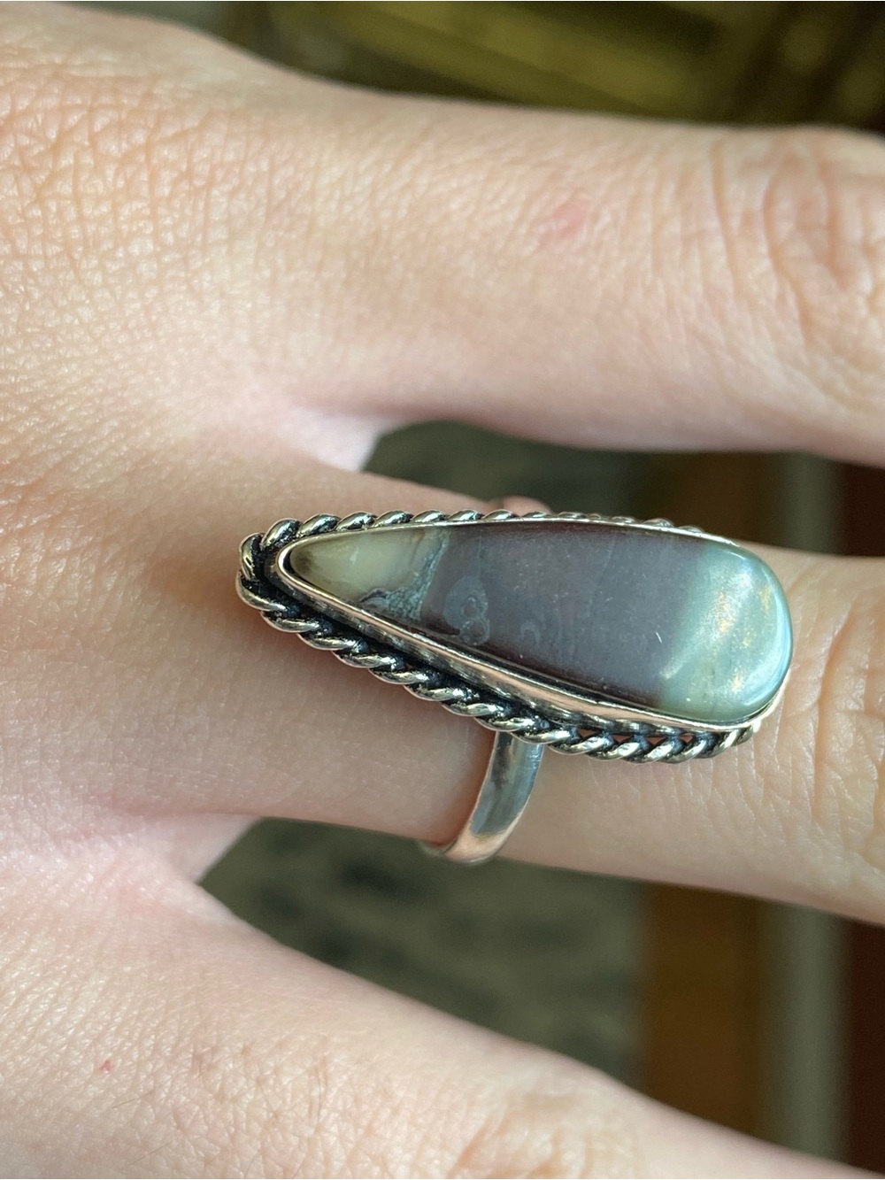 Sterling Silver 925 Southwestern Agate Ring Size 8 Vintage